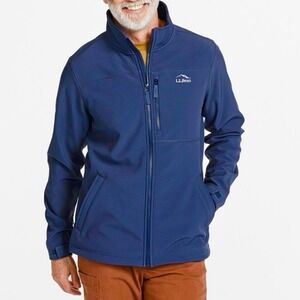 LL‎ Bean Navy Blue Pathfinder Soft Shell Full Zip Windproof Jacket Pockets XXL